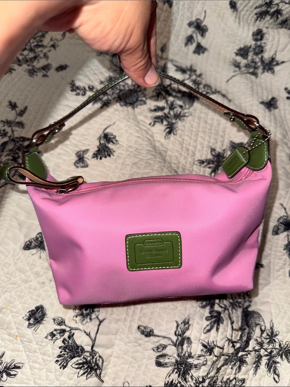 Coach pink green mini purse